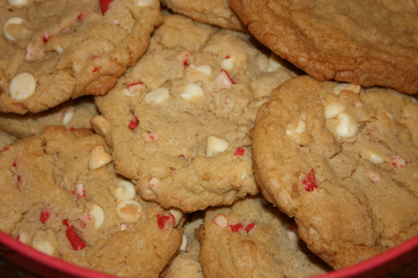 peppermint-white chocolate chip cookies