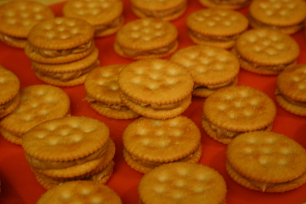 gluten free orange crackers with peanut butter