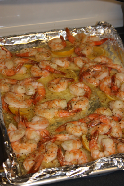 shrimp scampi just out of the oven